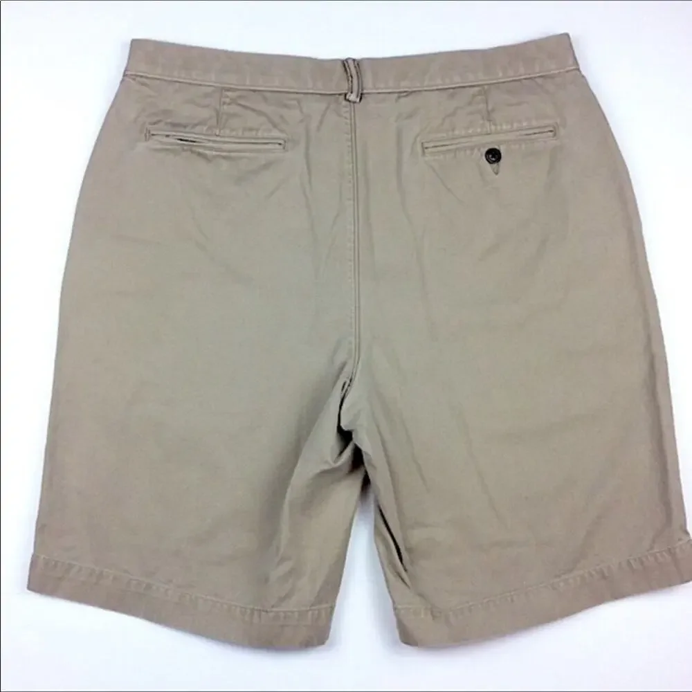 Lands End Khaki Flat Front Men’s Shorts Size 36